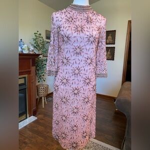 Valentina Ltd • 1960s Pink Beaded Cocktail Sheath • Vintage Mad Men Era • XS